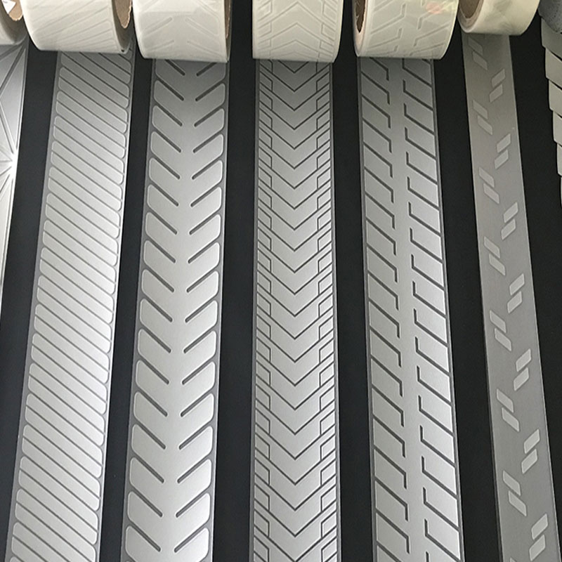 亮銀反光熱貼膜斜紋刻條 可定制花紋