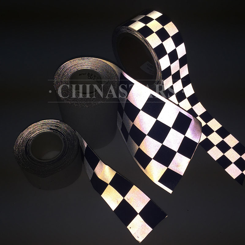亮銀TC反光布印刷方格 安全警示服用方格反光帶