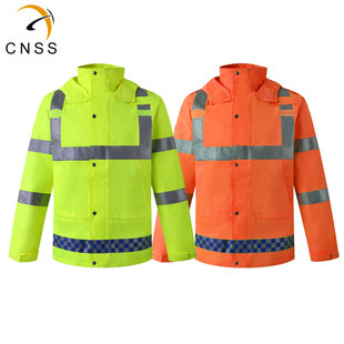 cnss交通反光棉衣加厚熒光黃反光條服裝